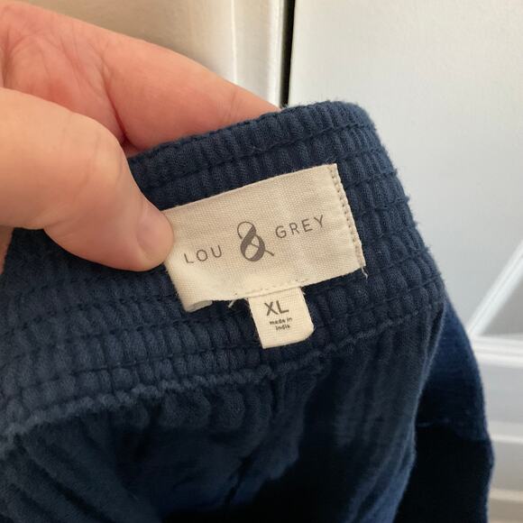 Lou & Grey Navy Blue Gauzy Cotton Wide Leg Pull on Pants - Size XL - Picture 6 of 7